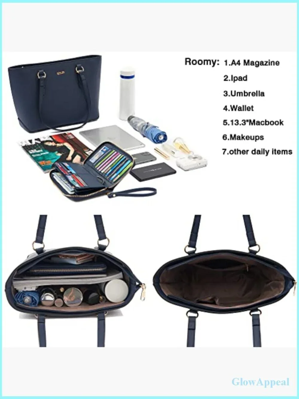 Large Satchel Tote with Matching Wallet and Cosmetic Bag Set